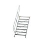 Aluminium vaste trap 45° - loodrechte hoogte 1.670 mm/aantal treden 8/breedte treden 1.000 mm/treden gemaakt van gegolfd aluminium R 9