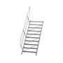 Aluminium vaste trap 45° - loodrechte hoogte 2.080 mm/aantal treden 10/breedte treden 1.000 mm/treden gemaakt van gegolfd aluminium R 9