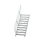 Aluminium vaste trap 45° - loodrechte hoogte 2.290 mm/aantal treden 11/breedte treden 1.000 mm/treden gemaakt van gegolfd aluminium R 9