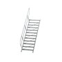 Aluminium vaste trap 45° - loodrechte hoogte 2.500 mm/aantal treden 12/breedte treden 1.000 mm/treden gemaakt van gegolfd aluminium R 9