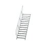 Aluminium vaste trap 45° - loodrechte hoogte 2.700 mm/aantal treden 13/breedte treden 1.000 mm/treden gemaakt van gegolfd aluminium R 9