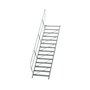 Aluminium vaste trap 45° - loodrechte hoogte 2.910 mm/aantal treden 14/breedte treden 1.000 mm/treden gemaakt van gegolfd aluminium R 9