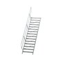 Aluminium vaste trap 45° - loodrechte hoogte 3.120 mm/aantal treden 15/breedte treden 1.000 mm/treden gemaakt van gegolfd aluminium R 9