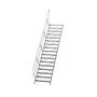 Aluminium vaste trap 45° - loodrechte hoogte 3.540 mm/aantal treden 17/breedte treden 1.000 mm/treden gemaakt van gegolfd aluminium R 9