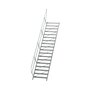 Aluminium vaste trap 45° - loodrechte hoogte 3.750 mm/aantal treden 18/breedte treden 1.000 mm/treden gemaakt van gegolfd aluminium R 9