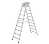 Aluminium trap tweezijdig oploopbaar - werkhoogte 3.850 mm/totale hoogte 2.320 mm/aantal treden 2x8/belastbaar tot 150 kg