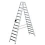 Aluminium trap tweezijdig oploopbaar met clip step R13 - werkhoogte 4.800 mm/totale hoogte 3.250 mm/aantal treden 2x14/belastbaar tot 150 kg