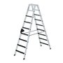 Aluminium trap tweezijdig oploopbaar met clip step - werkhoogte 3.600 mm/totale hoogte 2.080 mm/aantal treden 2x9/belastbaar tot 150 kg