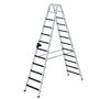 Aluminium trap tweezijdig oploopbaar met clip step - werkhoogte 4.300 mm/totale hoogte 2.790 mm/aantal treden 2x12/belastbaar tot 150 kg