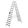 Aluminium trap tweezijdig oploopbaar met clip step - werkhoogte 4.800 mm/totale hoogte 3.250 mm/aantal treden 2x14/belastbaar tot 150 kg