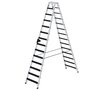 Aluminium trap tweezijdig oploopbaar met clip step relax - werkhoogte 4.800 mm/totale hoogte 3.250 mm/aantal treden 2x14/belastbaar tot 150 kg