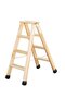 Houten trap tweezijdig oploopbaar - werkhoogte 2.470 mm/ladder lengte 1.130 mm/aantal treden 2x4/belastbaar tot 150 kg
