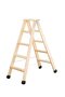 Houten trap tweezijdig oploopbaar - werkhoogte 2.710 mm/ladder lengte 1.380 mm/aantal treden 2x5/belastbaar tot 150 kg