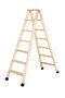 Houten trap tweezijdig oploopbaar - werkhoogte 3.170 mm/ladder lengte 1.880 mm/aantal treden 2x7/belastbaar tot 150 kg