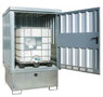 Depot gevaarlijke stoffen type GD-E/IBC - ca. 1535x1590x2470 mm (lxbxh)/opvangvolume 1110 liter/max. 1 container (IBC) van 1000 liter/verzinkt rooster (draagkracht 1000 kg/m²)/binnen en buiten