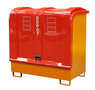 Depot gevaarlijke stoffen type GD-B - ca. 1460x830x1460 mm (lxbxh)/opvangvolume 254 liter/max. 2 vaten van 200 liter/verzinkt rooster (draagkracht 1000 kg/m²)/spatbeschermwanden