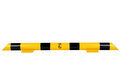 Stootbeschermbalk 60-30 staal/lengte 1200mm/diameter 76 mm/voetplaat 120x195 mm/geel-zwart