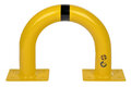 Stalen beschermbeugel 30-10- voor vloermontage/hoogte 350 mm/breedte 420 mm/diameter 76 mm/voetplaat 120x195 mm/geel-zwart