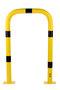 Stalen beschermbeugel 30-60- voor vloermontage/hoogte 1200 mm/breedte 750 mm/diameter 76 mm/voetplaat 120x195 mm/geel-zwart