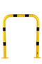 Stalen beschermbeugel 30-70- voor vloermontage/hoogte 1200 mm/breedte 1000 mm/diameter 76 mm/voetplaat 120x195 mm/geel-zwart