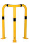 Stalen hoekbeschermbeugel 40-30- voor vloermontage/hoogte 1200 mm/lengte 600 mm/diameter 76 mm/voetplaat 120x195 mm/geel-zwart