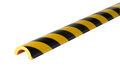 Stootrand zelfklevend type R50/ter bescherming van buizen/lengte 1 meter/polyurethaan/geel-zwart/voor binnen- en buitenbereik