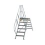 Aluminium brugtrap 45°  - totale hoogte 2.435 mm/hoogte onder platform 1.160  mm/aantal treden 2x6/breedte treden 600 mm/treden en platform gemaakt van gegolfd aluminium R 9