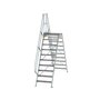 Aluminium brugtrap 60°  - totale hoogte 3.625 mm/hoogte onder platform 2.350 mm/aantal treden 2x10/breedte treden 800 mm/treden en platform gemaakt van gegolfd aluminium R 9
