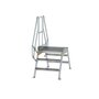 Aluminium brugtrap 60°  - totale hoogte 1.955 mm/hoogte onder platform 680 mm/aantal treden 2x3/breedte treden 800 mm/treden en platform gemaakt van gegolfd aluminium R 9