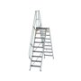 Aluminium brugtrap 60°  - totale hoogte 3.395 mm/hoogte onder platform 2.120 mm/aantal treden 2x9/breedte treden 600 mm/treden en platform gemaakt van gegolfd aluminium R 9