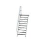 Aluminium vaste trap met platform 60°  - loodrechte hoogte 2.420 mm/aantal treden 10/breedte treden 1.000 mm/treden en platform gemaakt van gegolfd aluminium R 9