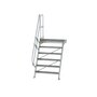 Aluminium vaste trap met platform 60°  - loodrechte hoogte 1.450 mm/aantal treden 6/breedte treden 1.000 mm/treden en platform gemaakt van gegolfd aluminium R 9
