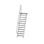 Aluminium vaste trap met platform 60°  - loodrechte hoogte 2.900 mm/aantal treden 12/breedte treden 800 mm/treden en platform gemaakt van gegolfd aluminium R 9