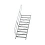 Aluminium vaste trap 45° - loodrechte hoogte 2.080 mm/aantal treden 10/breedte treden 1.000 mm/treden gemaakt van gegolfd aluminium R 9